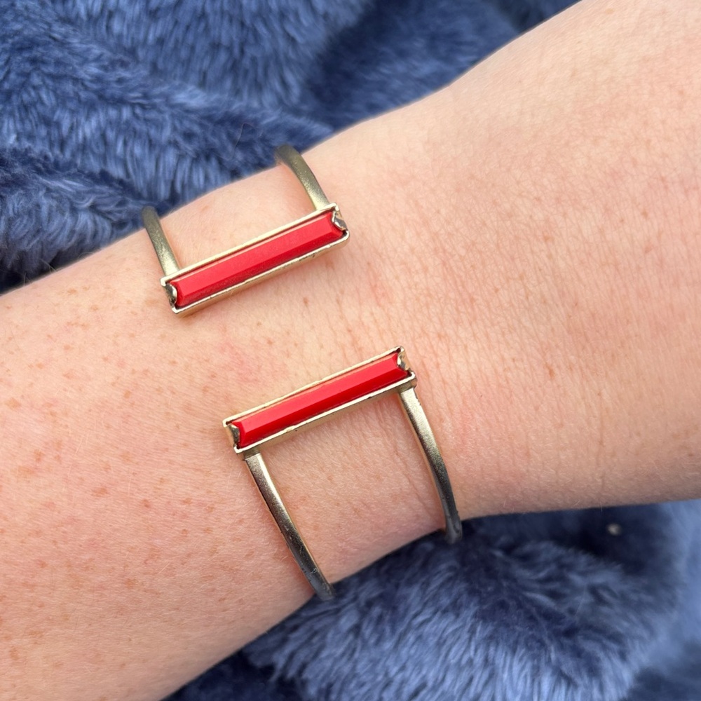 Kendra Scott Red and Gold Bar Bracelet